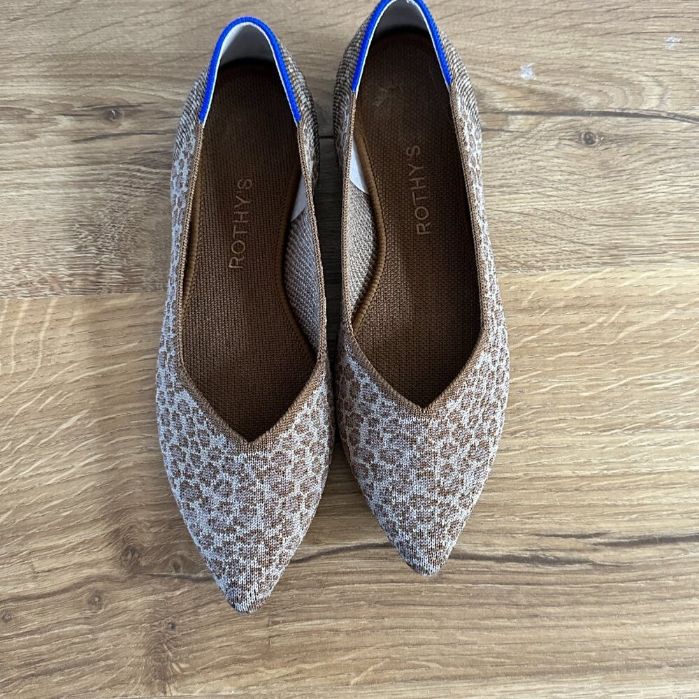 Rothy’s The Point 8.5 Driftwood Spot Neutral Animal Print